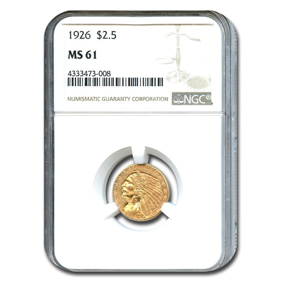 1926 $2.50 Indian Gold Quarter Eagle MS-61 NGC 1926 $2.50 Indian Gold Quarter Eagle MS-61 NGC
