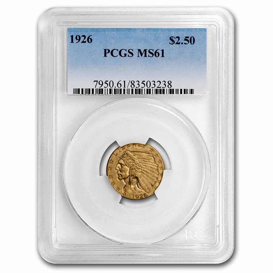 1926 $2.50 Indian Gold Quarter Eagle MS-61 PCGS