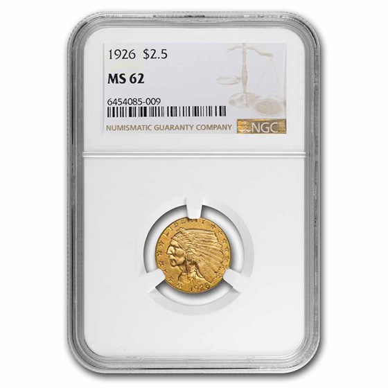 1926 $2.50 Indian Gold Quarter Eagle MS-62 NGC 1926 $2.50 Indian Gold Quarter Eagle MS-62 NGC