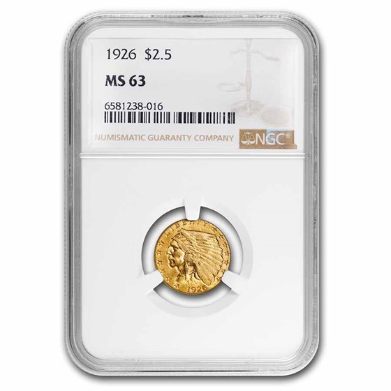 1926 $2.50 Indian Gold Quarter Eagle MS-63 NGC 1926 $2.50 Indian Gold Quarter Eagle MS-63 NGC