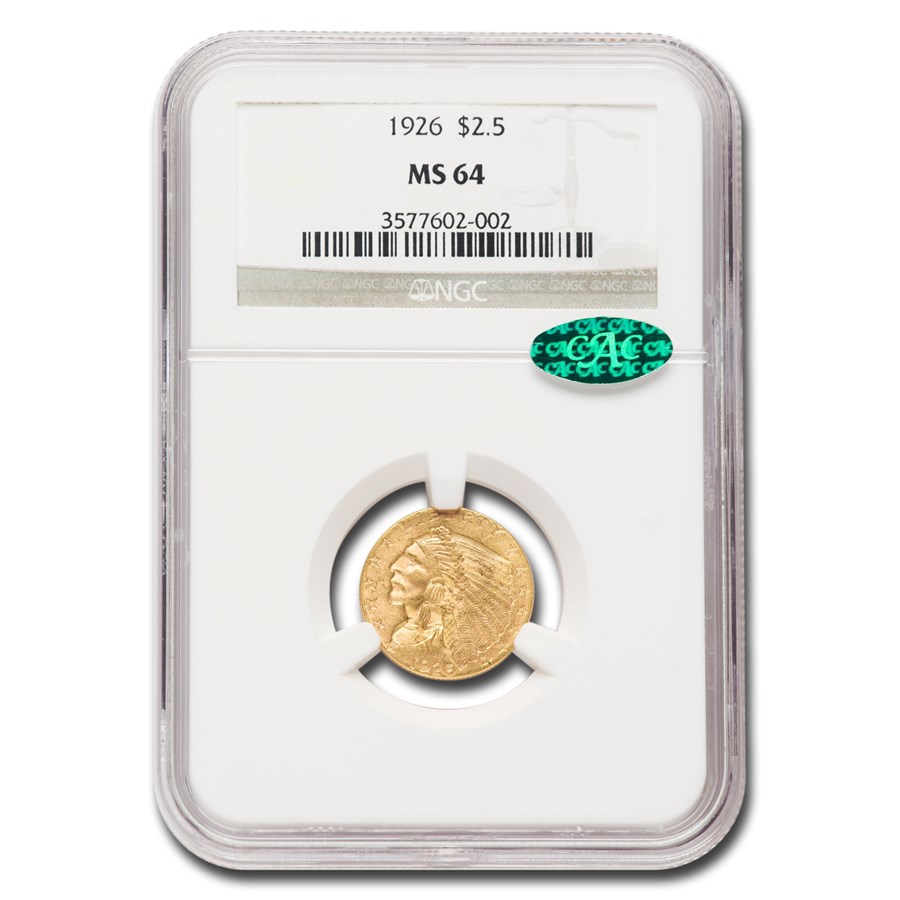 1926 $2.50 Indian Gold Quarter Eagle MS-64 NGC CAC