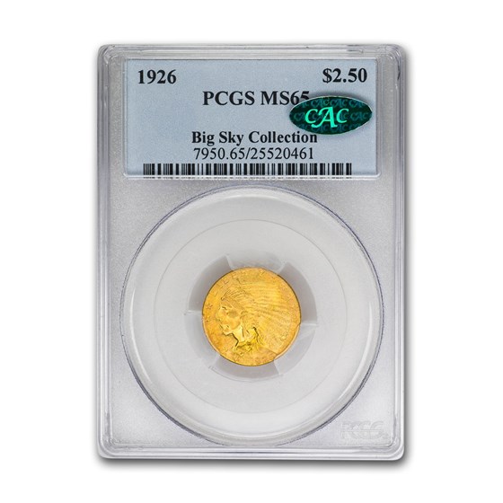1926 $2.50 Indian Gold Quarter Eagle MS-65 PCGS CAC 1926 $2.50 Indian Gold Quarter Eagle MS-65 PCGS CAC