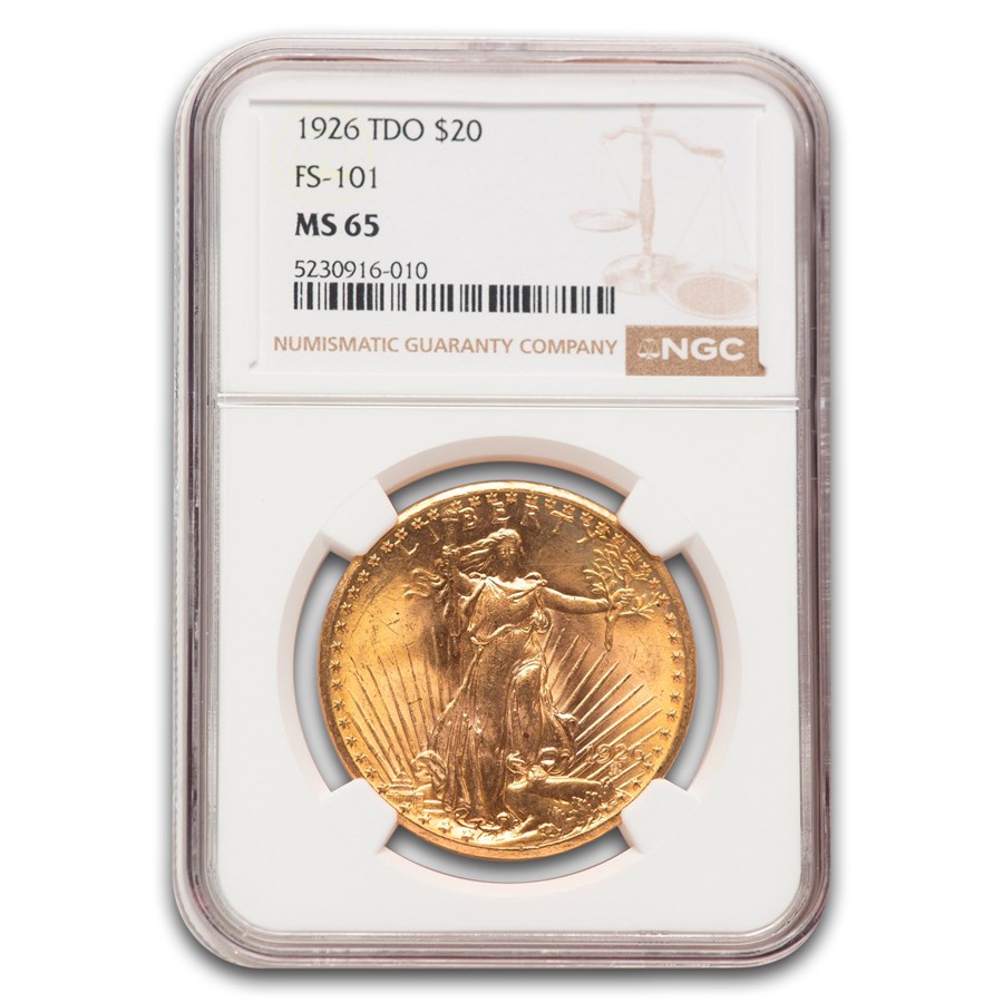 1926 $20 Saint Gaudens Double Eagle MS-65 NGC (TDO, FS-101)