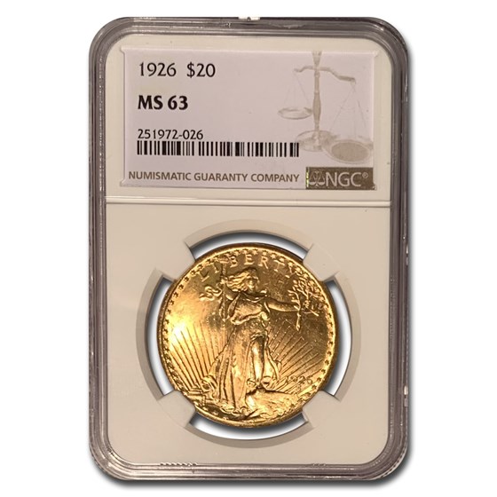 1926 $20 Saint-Gaudens Gold Double Eagle MS-63 NGC 1926 $20 Saint-Gaudens Gold Double Eagle MS-63 NGC