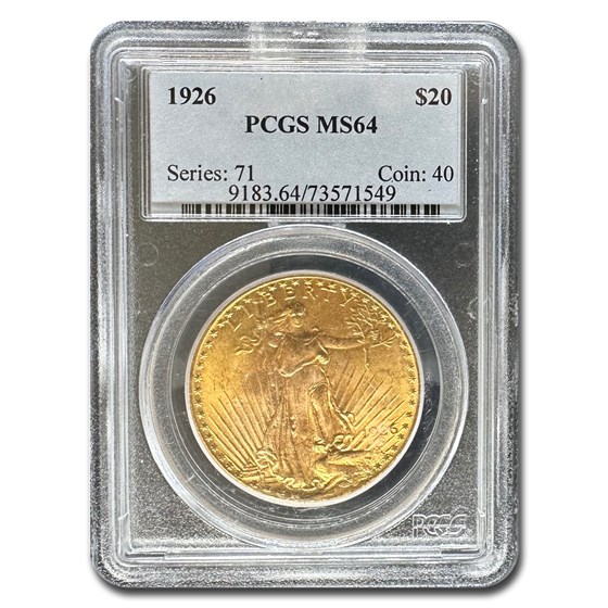 1926 $20 Saint-Gaudens Gold Double Eagle MS-64 PCGS 1926 $20 Saint-Gaudens Gold Double Eagle MS-64 PCGS
