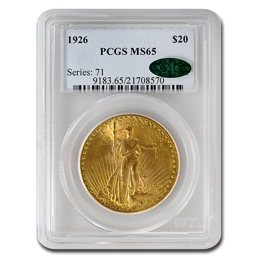 1926 $20 Saint-Gaudens Gold Double Eagle MS-65 PCGS CAC
