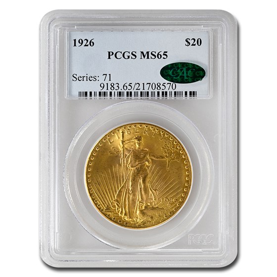1926 $20 Saint-Gaudens Gold Double Eagle MS-65 PCGS CAC 1926 $20 Saint-Gaudens Gold Double Eagle MS-65 PCGS CAC