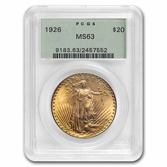1926 $20 St Gaudens Gold Double Eagle MS-63 PCGS (OGH) 1926 $20 St Gaudens Gold Double Eagle MS-63 PCGS (OGH)