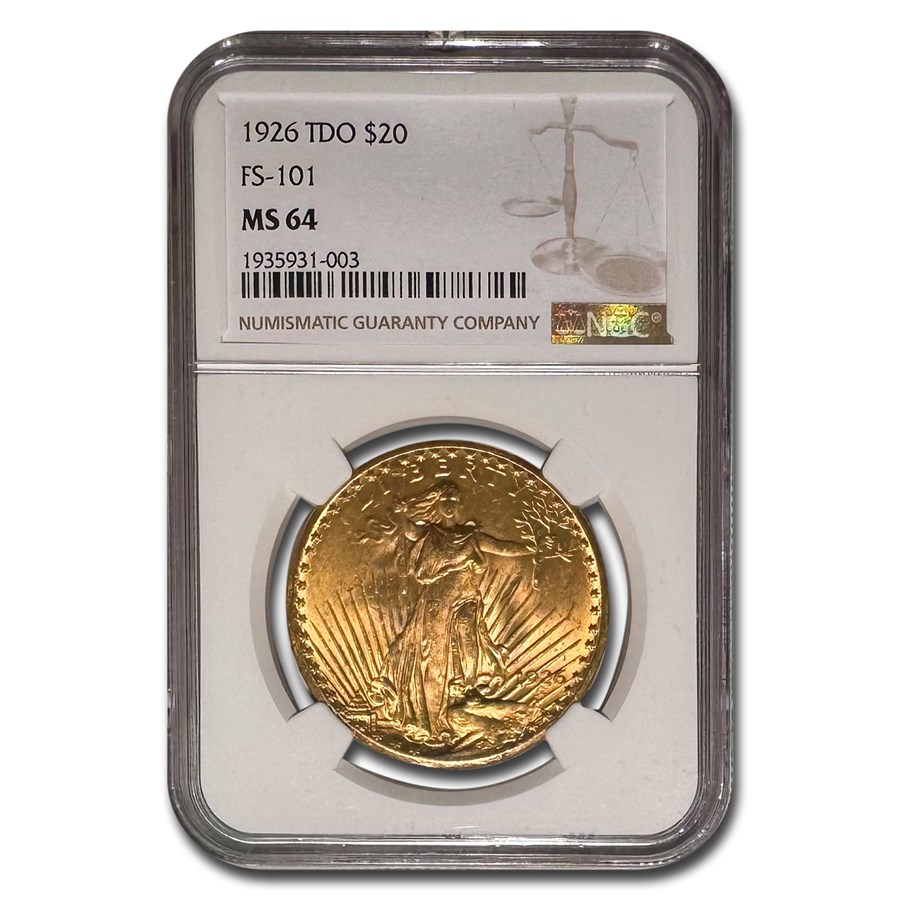 1926 $20 St Gaudens Gold Double Eagle MS-64 NGC (TDO FS-101)