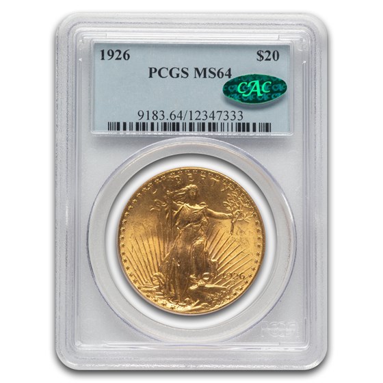 1926 $20 St Gaudens Gold Double Eagle MS-64 PCGS CAC