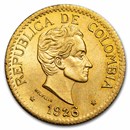 1926 Colombia Gold 5 Pesos Coin BU