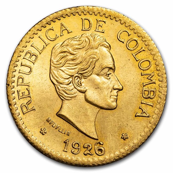 1926 Colombia Gold 5 Pesos Coin BU 1926 Colombia Gold 5 Pesos Coin BU