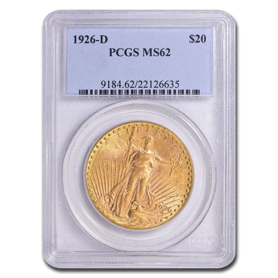 1926-D $20 Saint-Gaudens Gold Double Eagle MS-62 PCGS 1926-D $20 Saint-Gaudens Gold Double Eagle MS-62 PCGS