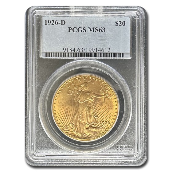 1926-D $20 Saint-Gaudens Gold Double Eagle MS-63 PCGS