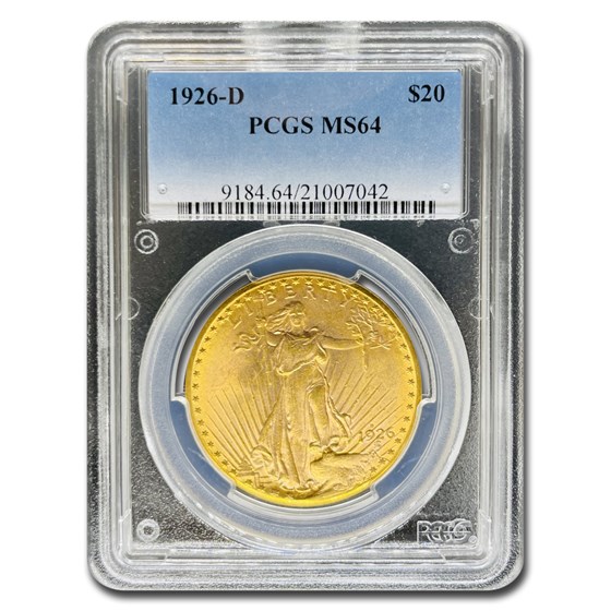 1926-D $20 Saint-Gaudens Gold Double Eagle MS-64 PCGS 1926-D $20 Saint-Gaudens Gold Double Eagle MS-64 PCGS