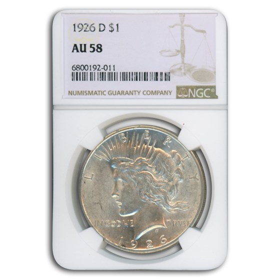1926-D Peace Dollar AU-58 NGC 1926-D Peace Dollar AU-58 NGC
