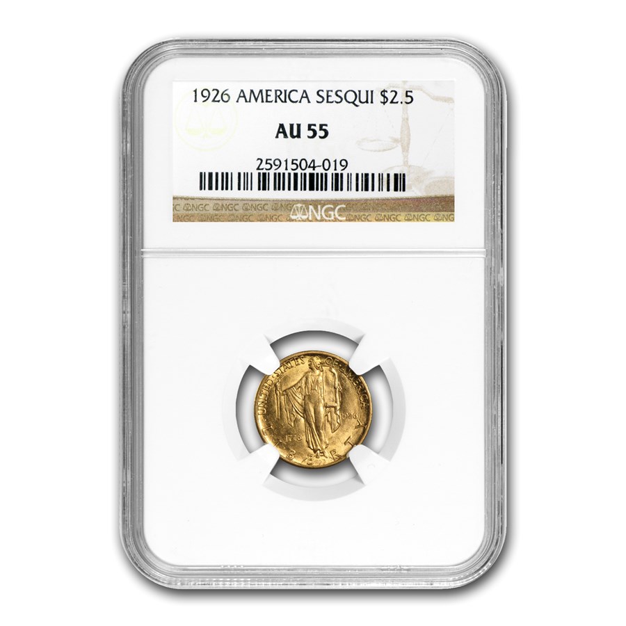 1926 Gold $2.50 America Sesquicentennial AU-55 NGC