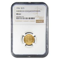 1926 Gold $2.50 America Sesquicentennial MS-61 NGC