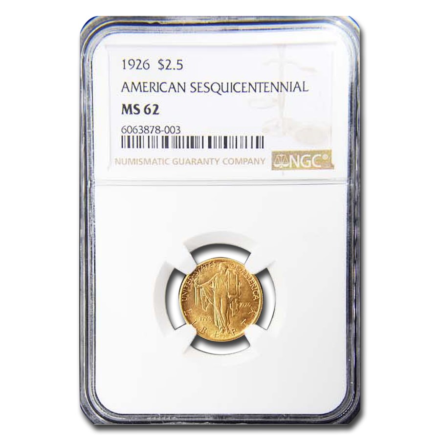 1926 Gold $2.50 America Sesquicentennial MS-62 NGC
