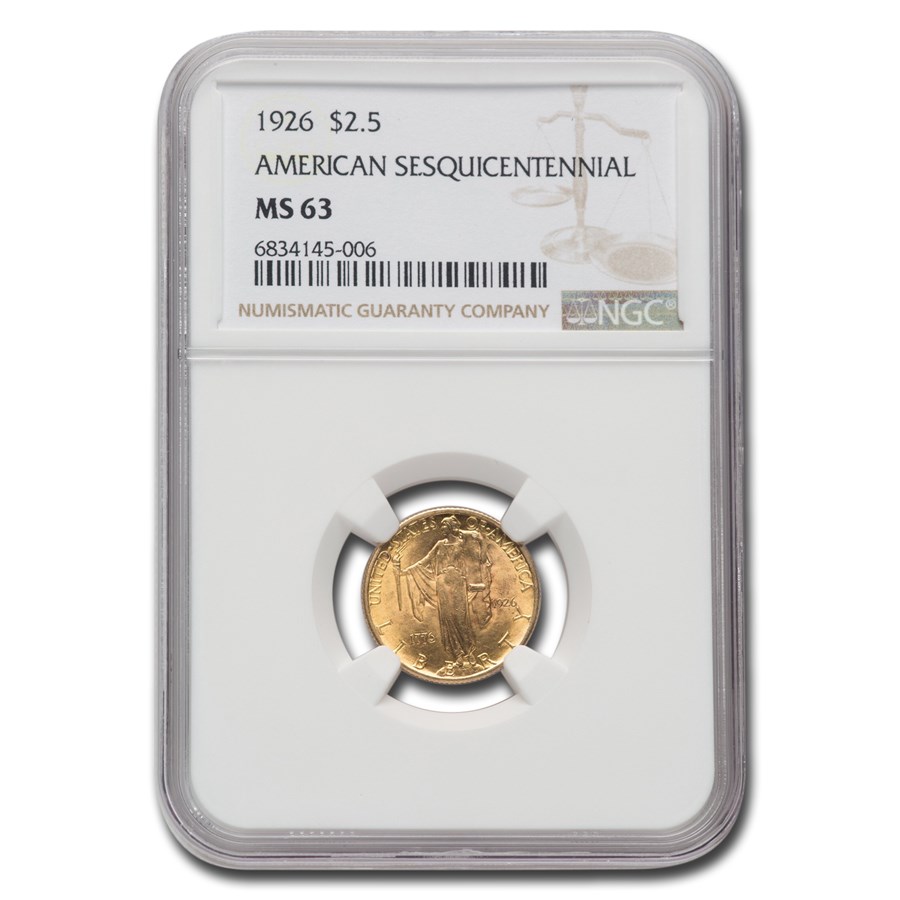 1926 Gold $2.50 America Sesquicentennial MS-63 NGC