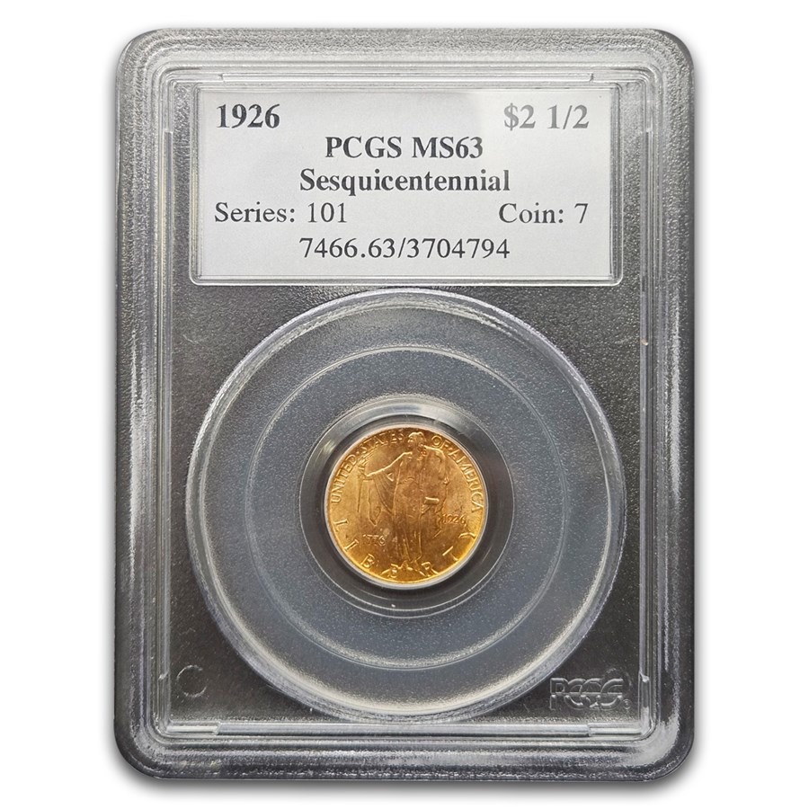 1926 Gold $2.50 America Sesquicentennial MS-63 PCGS