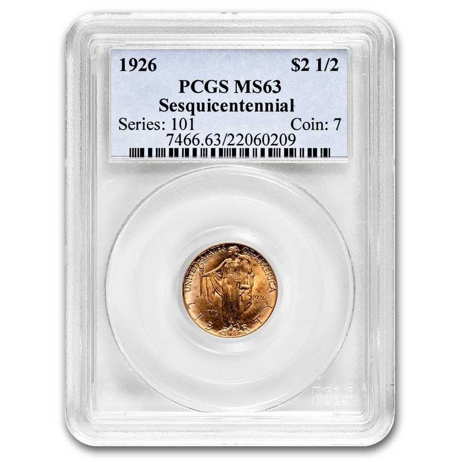 1926 Gold $2.50 America Sesquicentennial MS-63 PCGS