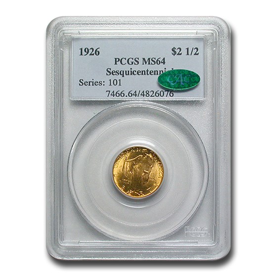1926 Gold $2.50 America Sesquicentennial MS-64 PCGS CAC 1926 Gold $2.50 America Sesquicentennial MS-64 PCGS CAC