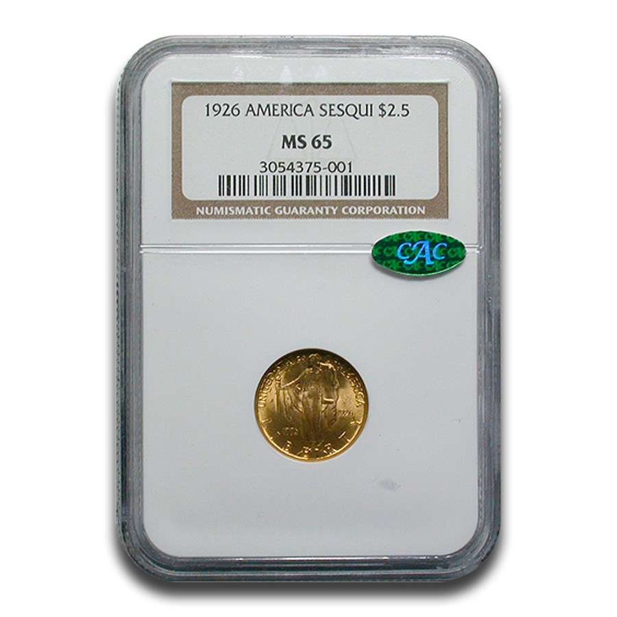 1926 Gold $2.50 America Sesquicentennial MS-65 NGC CAC
