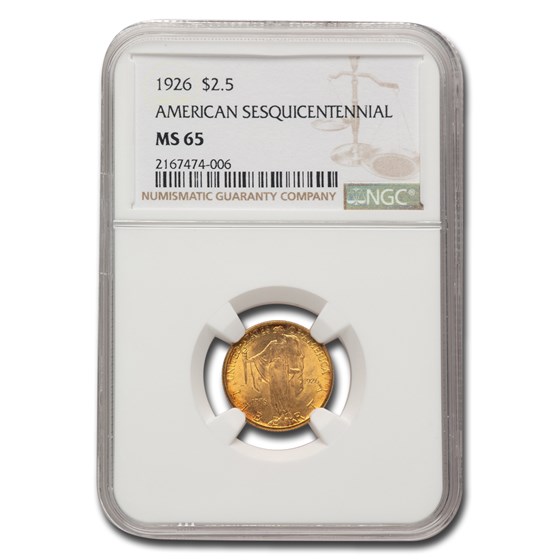 1926 Gold $2.50 America Sesquicentennial MS-65 NGC 1926 Gold $2.50 America Sesquicentennial MS-65 NGC