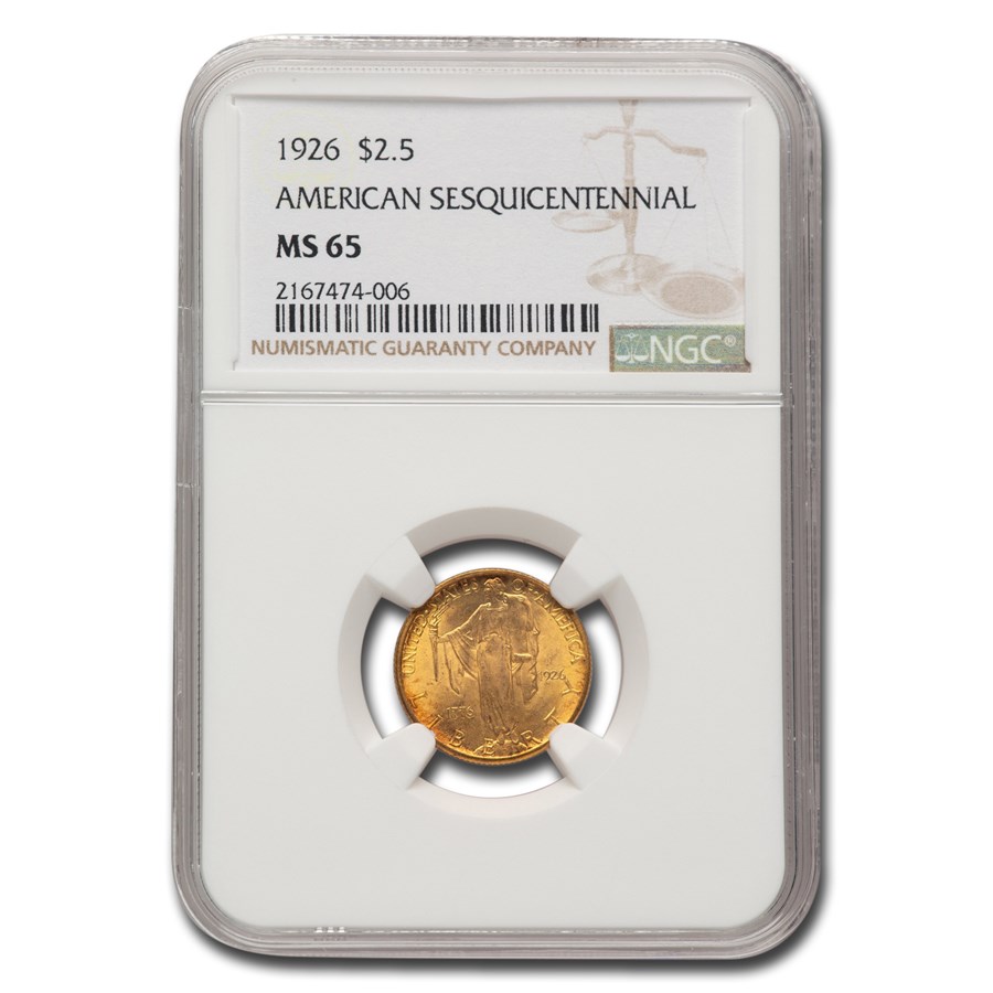1926 Gold $2.50 America Sesquicentennial MS-65 NGC
