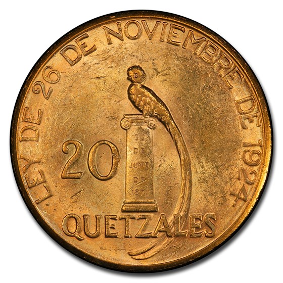 Buy 1926 Guatemala Gold 20 Quetzales MS-62 PCGS | APMEX
