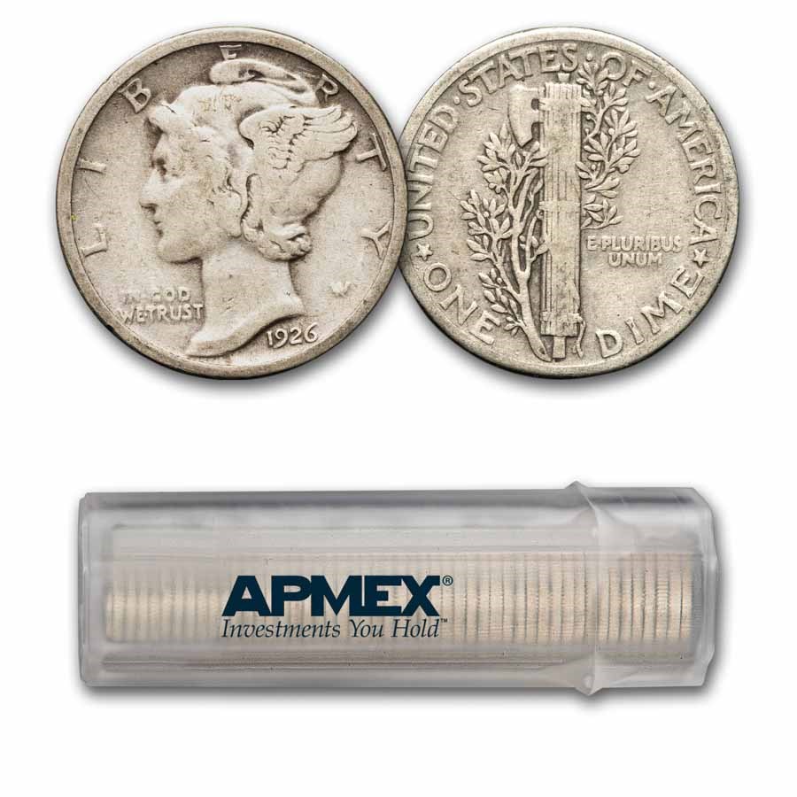 1926 Mercury Dime 50-Coin Roll Avg Circ
