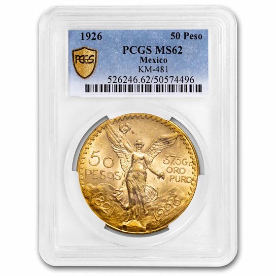 1926 Mexico Gold 50 Pesos MS-62 PCGS 1926 Mexico Gold 50 Pesos MS-62 PCGS