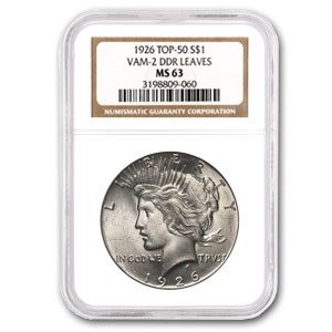 1926 Peace Dollar MS-63 NGC (VAM-2, DBL Leaves, Top-50) 1926 Peace Dollar MS-63 NGC (VAM-2, DBL Leaves, Top-50)