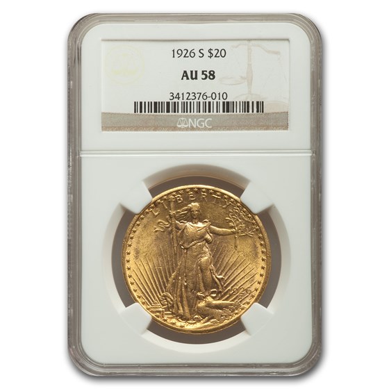 1926-S $20 Saint-Gaudens Gold Double Eagle AU-58 NGC 1926-S $20 Saint-Gaudens Gold Double Eagle AU-58 NGC