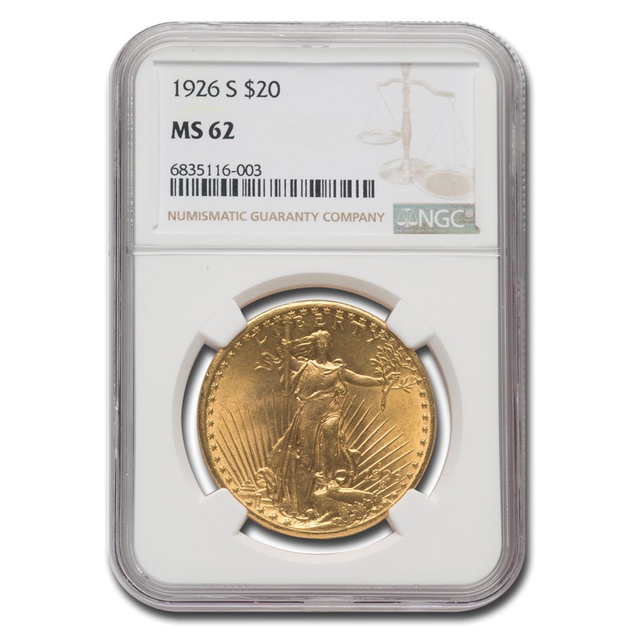 1926-S $20 St Gaudens Gold Double Eagle MS-62 NGC
