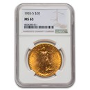 1926-S $20 St Gaudens Gold Double Eagle MS-63 NGC