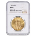1926-S $20 St Gaudens Gold Double Eagle MS-64 NGC