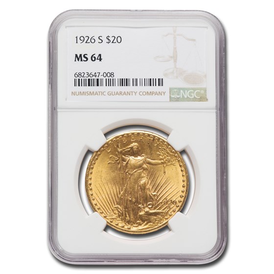 1926-S $20 St Gaudens Gold Double Eagle MS-64 NGC 1926-S $20 St Gaudens Gold Double Eagle MS-64 NGC