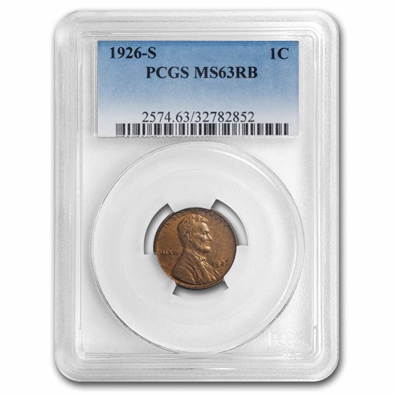 1926-S Lincoln Cent MS-63 PCGS (Red/Brown)