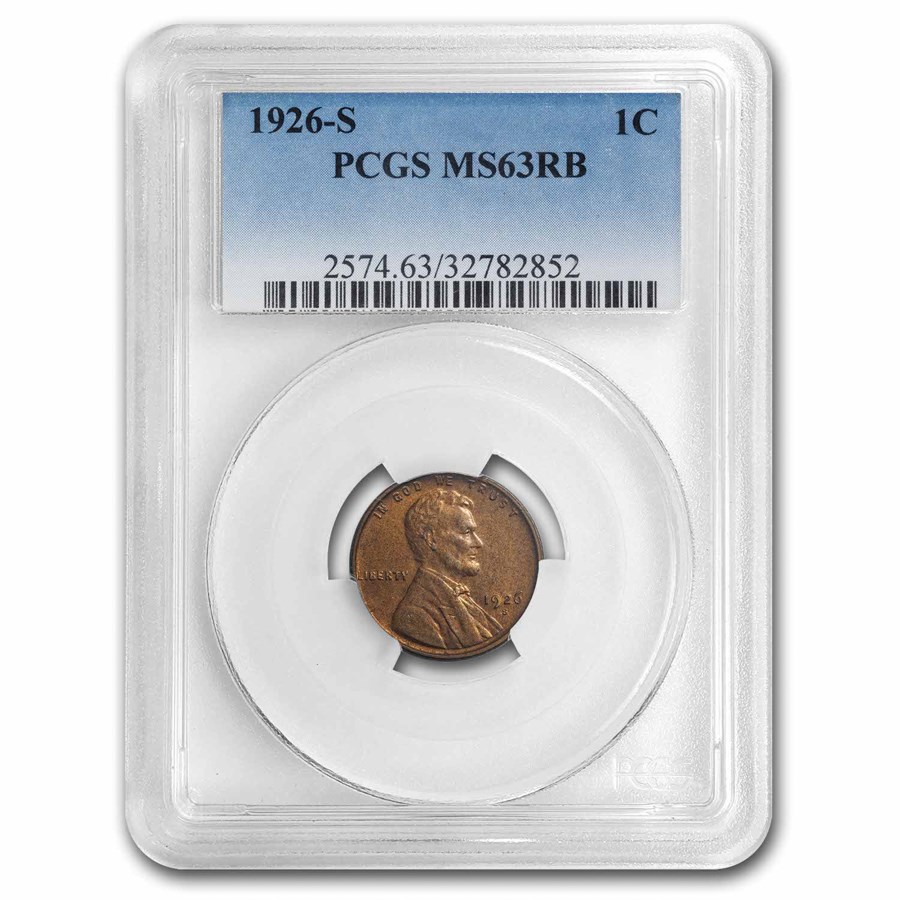 1926-S Lincoln Cent MS-63 PCGS (Red/Brown)