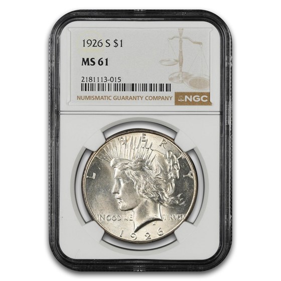 1926-S Peace Dollar MS-61 NGC