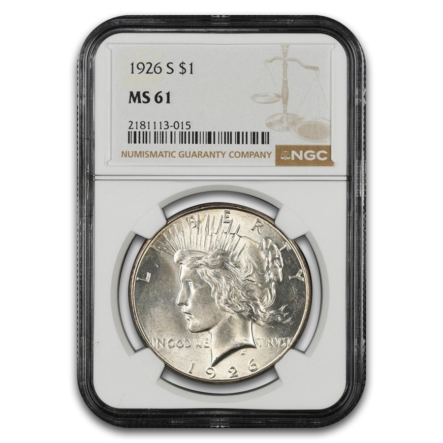 1926-S Peace Dollar MS-61 NGC