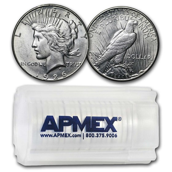 1926-S Peace Silver Dollars AU (20-Coin Roll)