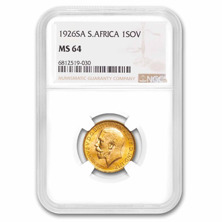 1926-SA South Africa Gold Sovereign MS-64 NGC