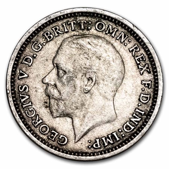 1927-1936 Great Britain Silver 3 Pence George V Avg Circ 1927-1936 Great Britain Silver 3 Pence George V Avg Circ