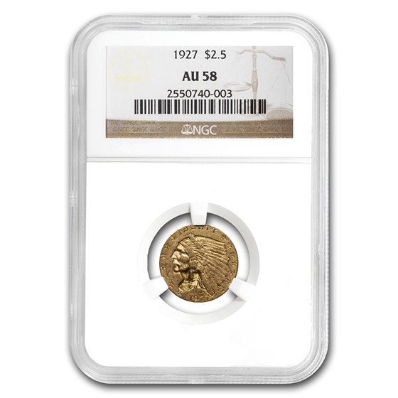 1927 $2.50 Indian Gold Quarter Eagle AU-58 NGC 1927 $2.50 Indian Gold Quarter Eagle AU-58 NGC