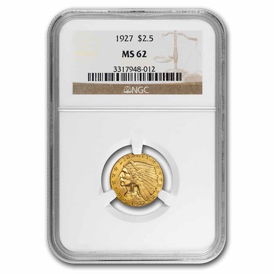 1927 $2.50 Indian Gold Quarter Eagle MS-62 NGC