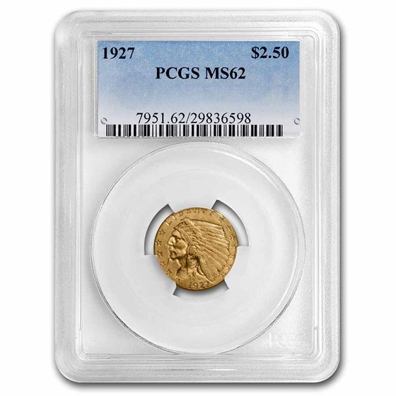 1927 $2.50 Indian Gold Quarter Eagle MS-62 PCGS 1927 $2.50 Indian Gold Quarter Eagle MS-62 PCGS