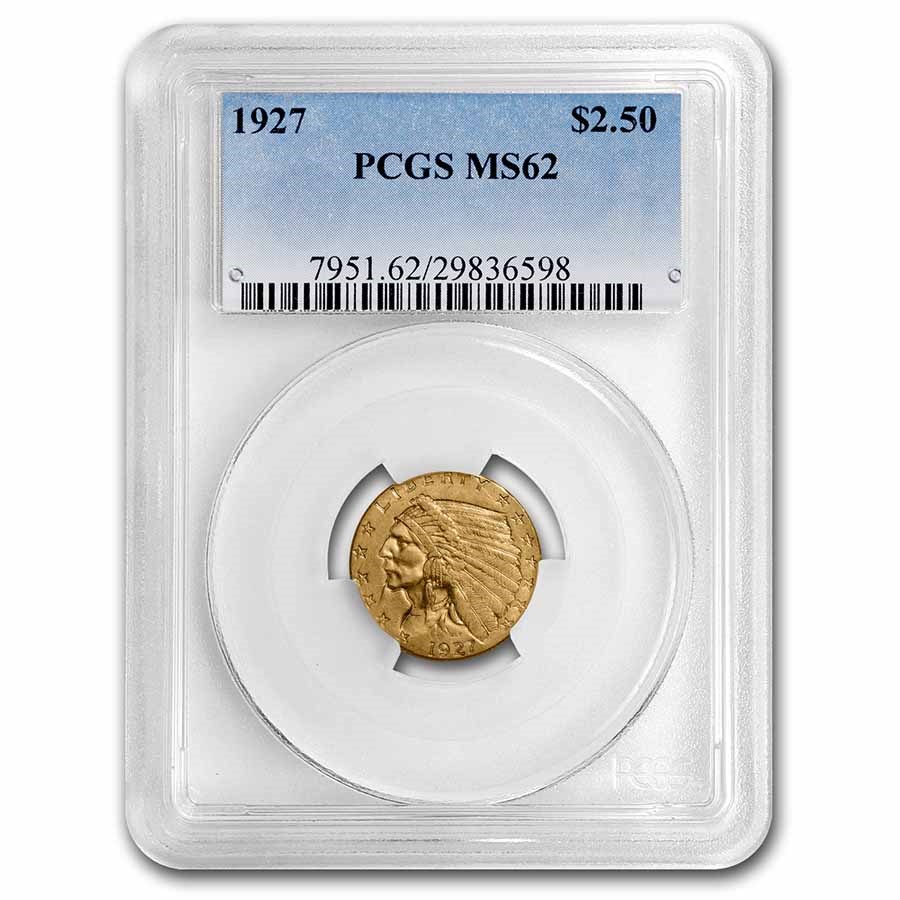 1927 $2.50 Indian Gold Quarter Eagle MS-62 PCGS